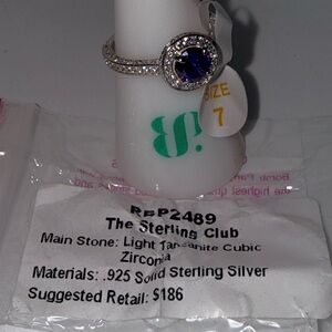 Sterling Silver Ring with Deep Blue Stone